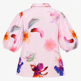 lILAC Floral Zip-Front Longline Shirt