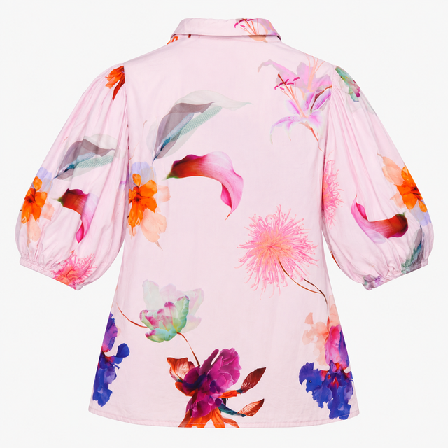 lILAC Floral Zip-Front Longline Shirt