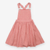 Red and white striped pinafore dress