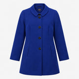 Coat Wool Blend Mandarin Collar Royal Blue