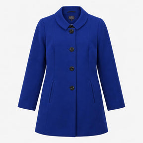 Coat Wool Blend Mandarin Collar Royal Blue