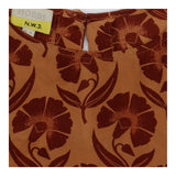 Sleeveless Top Tan Brown Floral Silk Pleated Peplu
