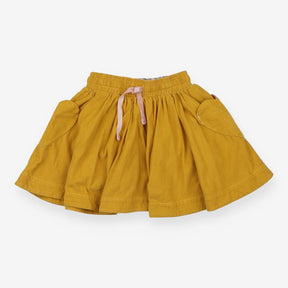 Yellow Cord Skirt Heart Pockets 