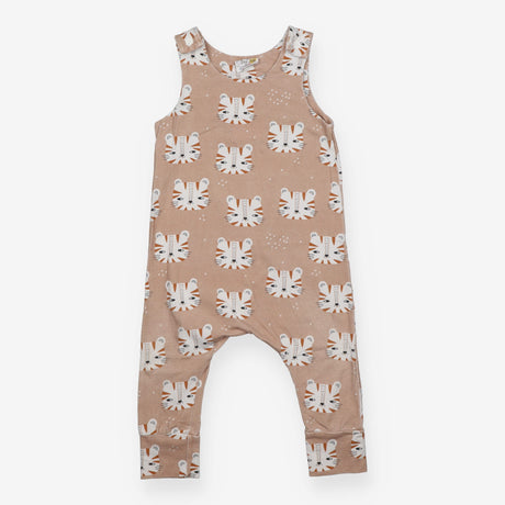 Jersey Romper Brown with Tiger Faces