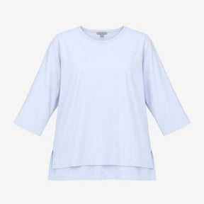 Top Oversized Stepped Hem Light Blue