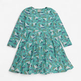 Dress LS Green Doves