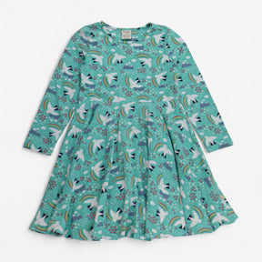 Dress LS Green Doves