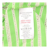 Top Green Striped Puff Sleeve Metallic