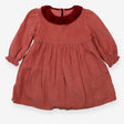 Dress cord red velour collar pink with golden dots