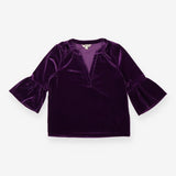 Blouse purple velour with bell sleeves