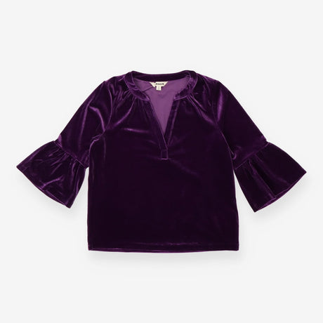 Blouse purple velour with bell sleeves