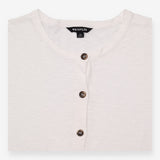 Tie Front Top White Cotton Button Detail