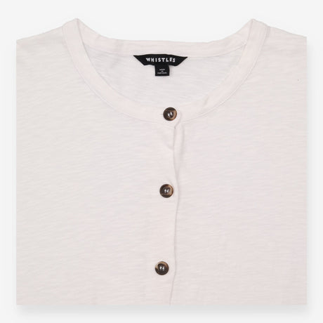 Tie Front Top White Cotton Button Detail