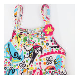 Swim Dress White Base - Rainbow Bird Print