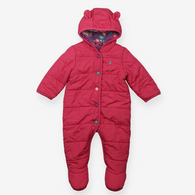 Pink Pramsuit with coloured buttons and floral lin