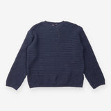 Jumper Navy Blue Open Knit Crew Neck Long Sleeve