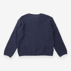 Jumper Navy Blue Open Knit Crew Neck Long Sleeve