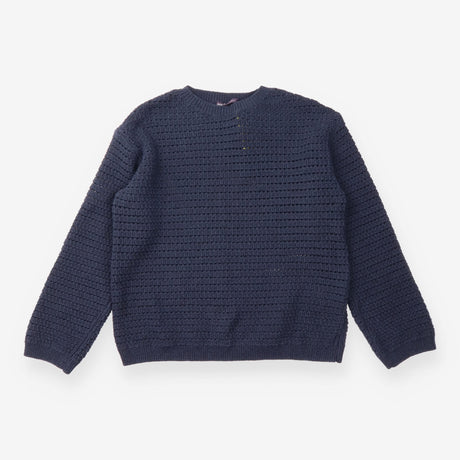 Jumper Navy Blue Open Knit Crew Neck Long Sleeve