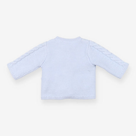Baby Boy Blue Cashmere Mix Cardigan with Cable Kni