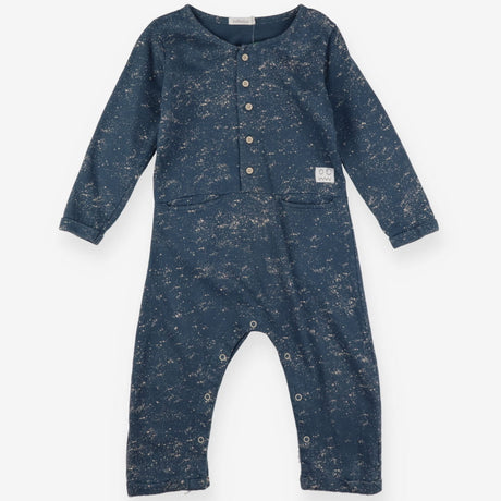 Jersey Long sleeve romper blue with paint splatter