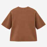 Brown Cropped Short Sleeve Sweater Relaxed Fit