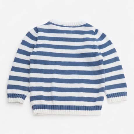 Sweater Knit Blue & White Stripe with Fox