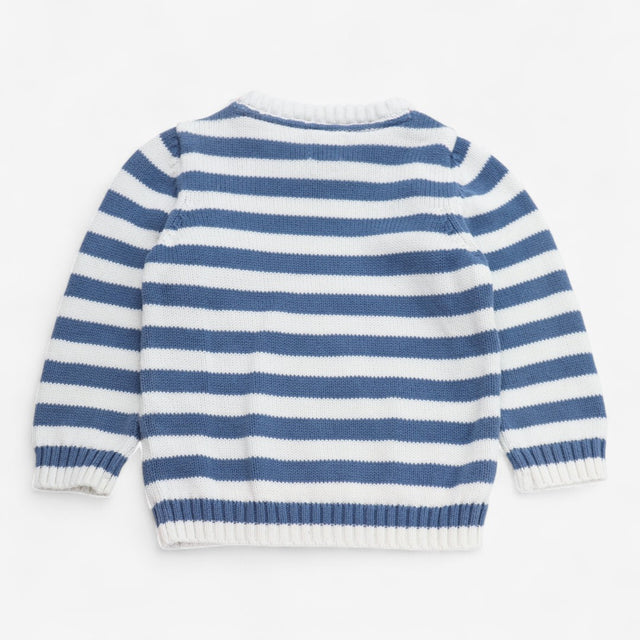 Sweater Knit Blue & White Stripe with Fox