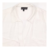 Blouse White V-Neck Long Sleeve Oversized Dip Hem