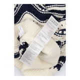 Knit Shorts Ivory Navy Wavy Stripe Cotton