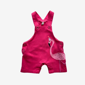 Pink Shortie Flamingo Dungarees