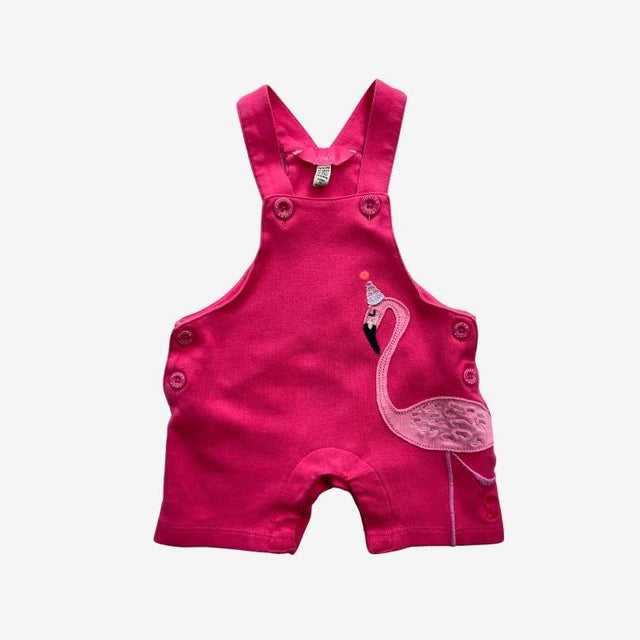 Pink Shortie Flamingo Dungarees