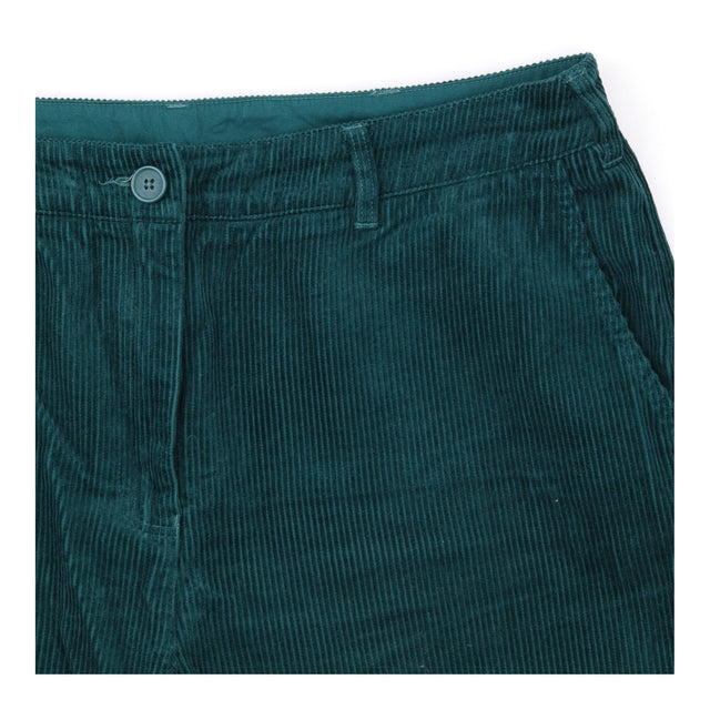 Green Corduroy Wide Leg High Waist Trousers