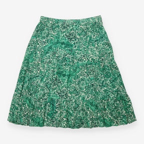 Green Cream Paisley Printed Tiered Maxi Skirt