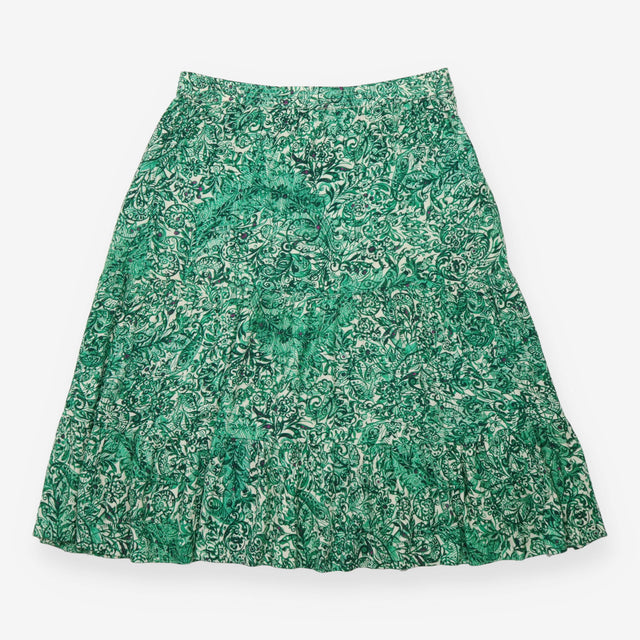 Green Cream Paisley Printed Tiered Maxi Skirt
