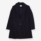 Coat Navy Wool Blend Tailored Longline