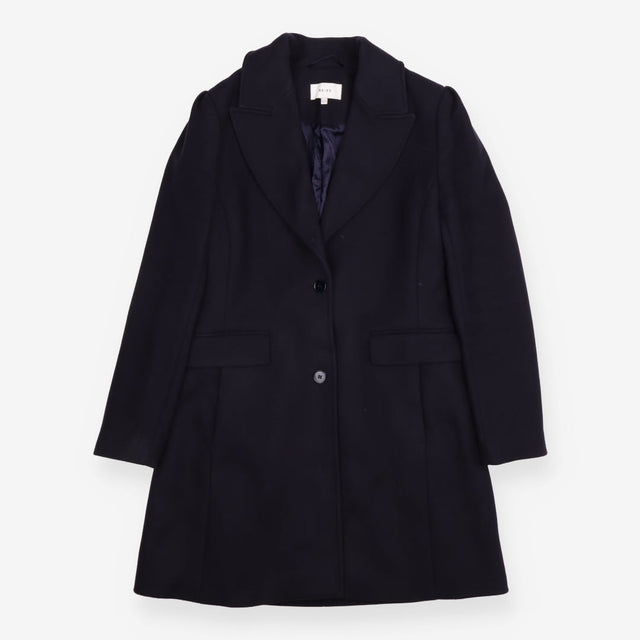 Coat Navy Wool Blend Tailored Longline