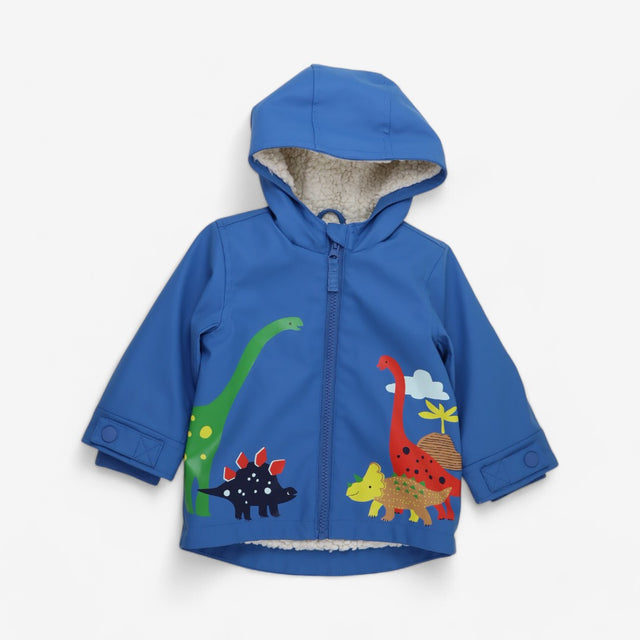 Blue Dinosaur Fleeced Lined Coat