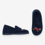 Slippers Navy Slip On with Classic Race Car