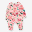 Sleepsuit pink frill large flowers collar