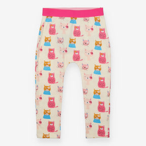 Leggings cream cats pink waist