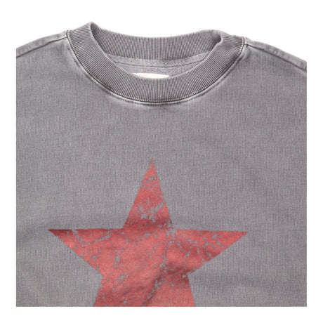 Sweatshirt Washed Charcoal Grey Red Star Graphic C