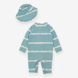Sunsuit and Hat Blue Tie Dye