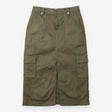 Midi Skirt Utility Cargo Cotton Stretch Khaki Gree