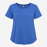 Top Polka Dot Short Sleeve Viscose Blouse Blue spo