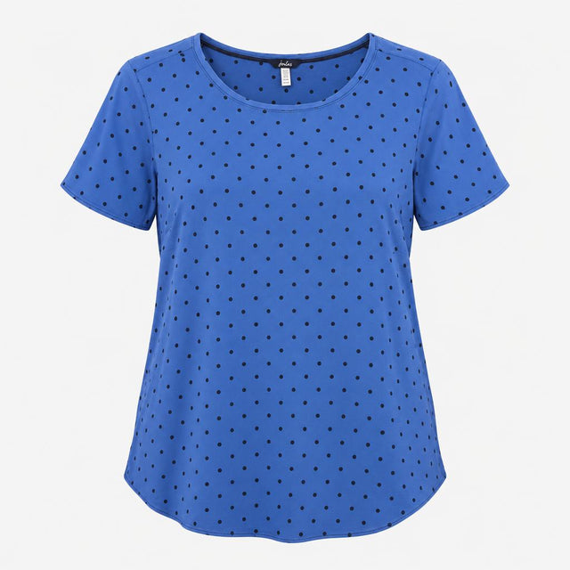 Top Polka Dot Short Sleeve Viscose Blouse Blue spo