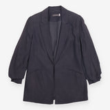 Blazer Grey Relaxed Ruched Sleeve Tailored Jacket