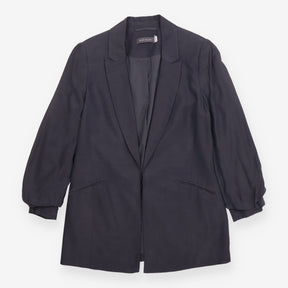 Blazer Grey Relaxed Ruched Sleeve Tailored Jacket