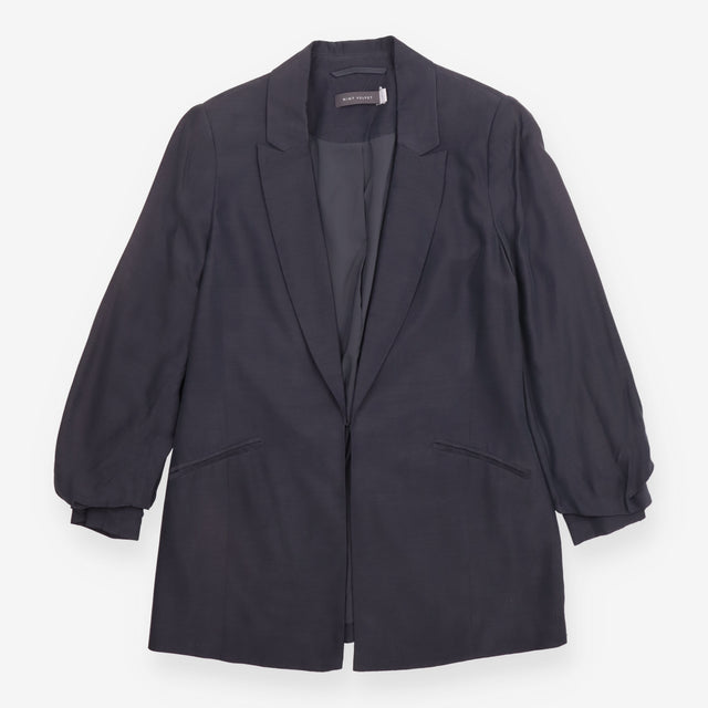 Blazer Grey Relaxed Ruched Sleeve Tailored Jacket