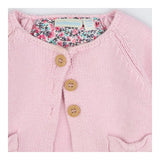 Cardigan pink pockets floral yolk