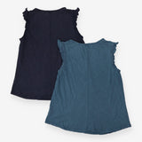 Blue Frill Sleeved Navy and Blue 2-pack